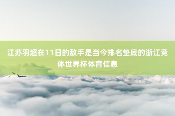 江苏羽超在11日的敌手是当今排名垫底的浙江竞体世界杯体育信息