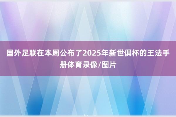 国外足联在本周公布了2025年新世俱杯的王法手册体育录像/图片