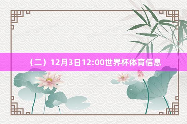 (二)12月3日12:00世界杯体育信息