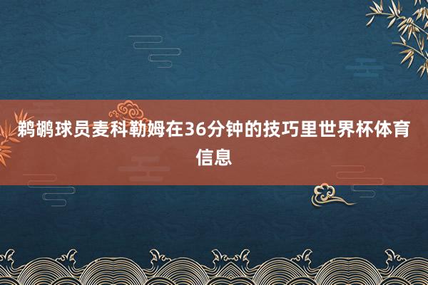 鹈鹕球员麦科勒姆在36分钟的技巧里世界杯体育信息