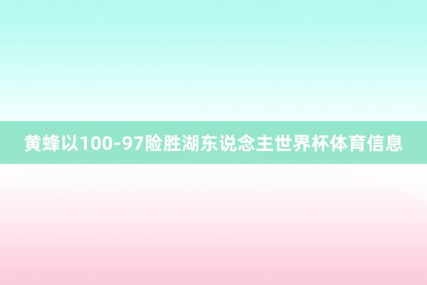 黄蜂以100-97险胜湖东说念主世界杯体育信息