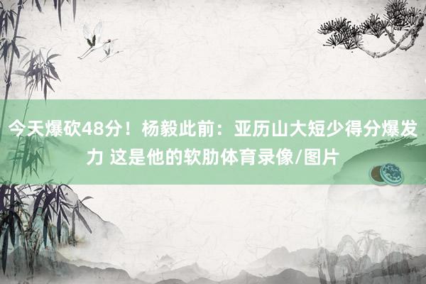 今天爆砍48分！杨毅此前：亚历山大短少得分爆发力 这是他的软肋体育录像/图片