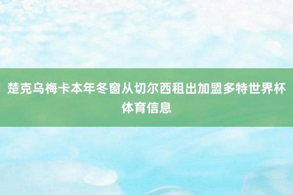 楚克乌梅卡本年冬窗从切尔西租出加盟多特世界杯体育信息