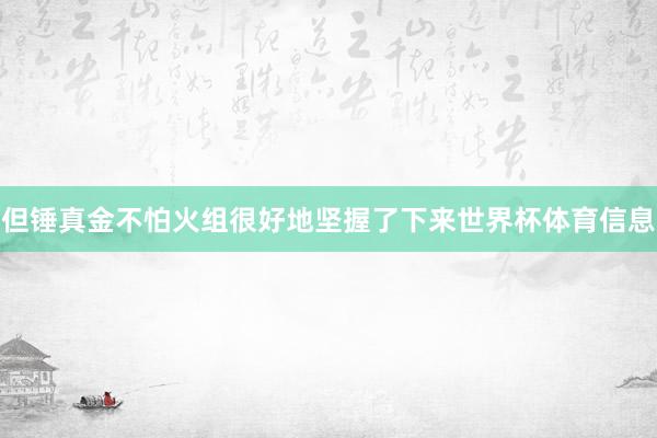 但锤真金不怕火组很好地坚握了下来世界杯体育信息