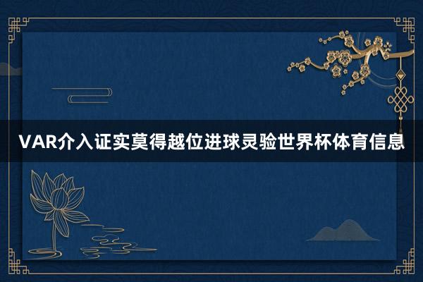 VAR介入证实莫得越位进球灵验世界杯体育信息