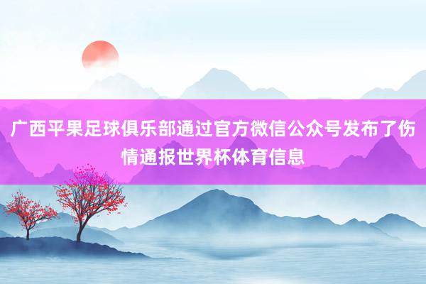 广西平果足球俱乐部通过官方微信公众号发布了伤情通报世界杯体育信息