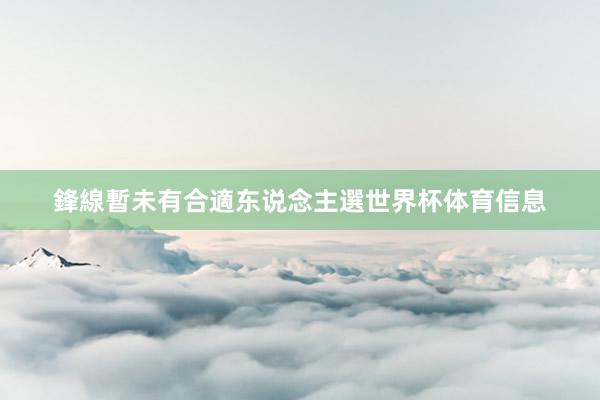 鋒線暫未有合適东说念主選世界杯体育信息