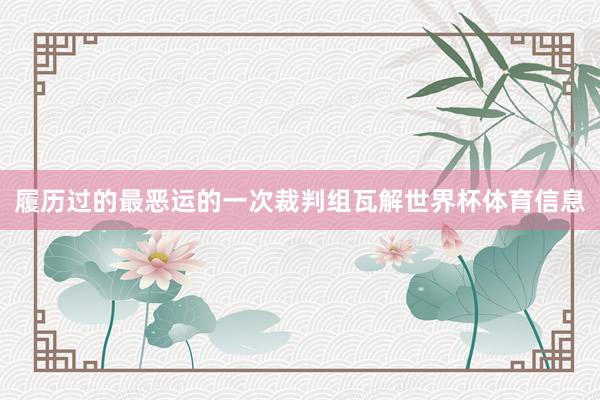 履历过的最恶运的一次裁判组瓦解世界杯体育信息