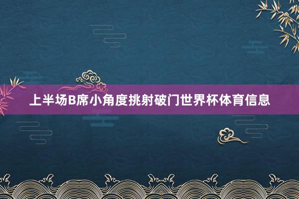 上半场B席小角度挑射破门世界杯体育信息