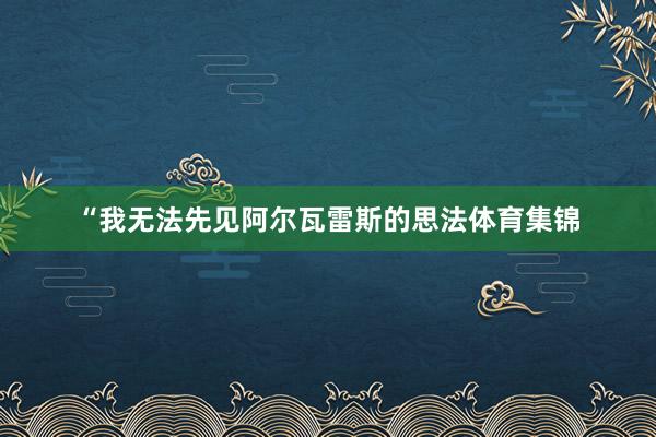 “我无法先见阿尔瓦雷斯的思法体育集锦